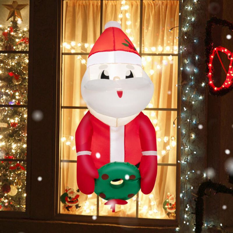 Hivvago 3.3 Feet Lighted Inflatable Santa Claus Broke Out from Window