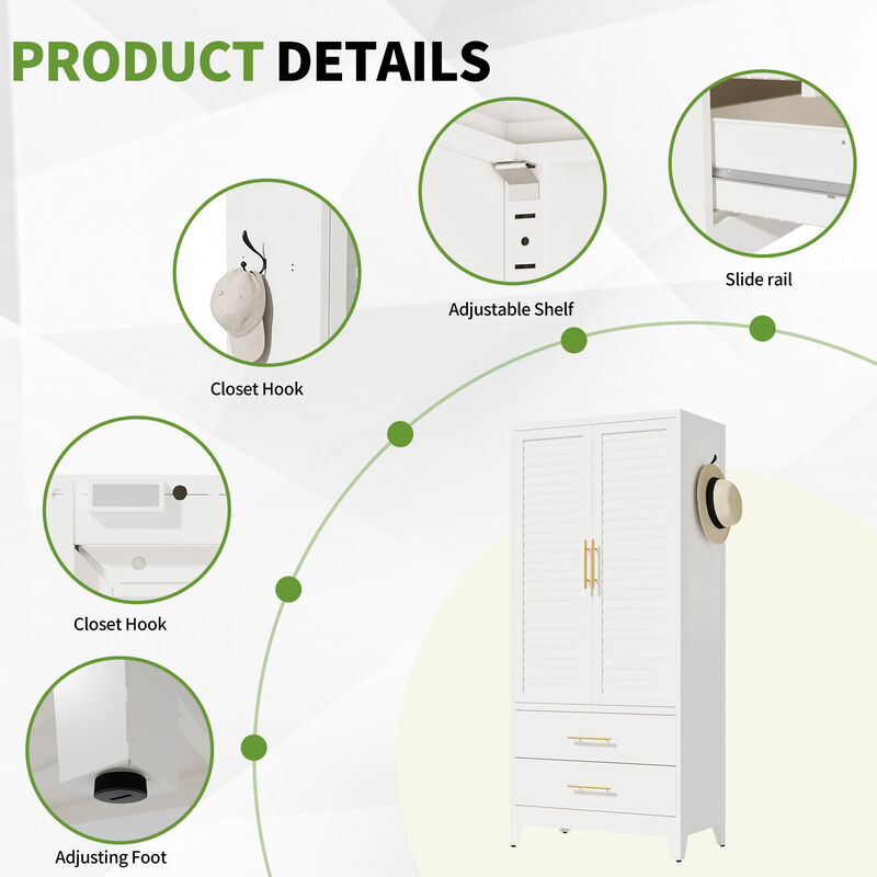 Momlot Metal Wardrobe Closet with 2 Doors image number 8