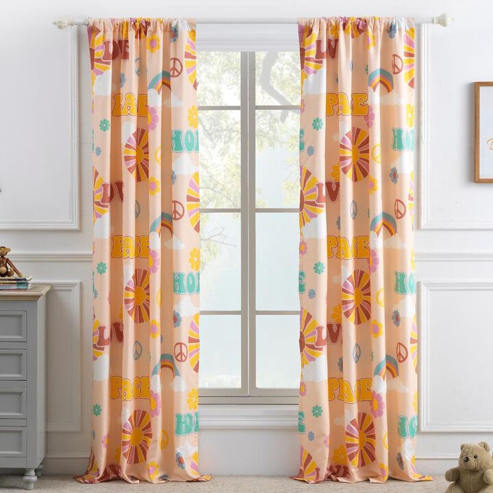 Greenland Home Fashion Cassidy Window Drapes for Bedroom/Living Room Curtain Panel Set - Peach 84x84"