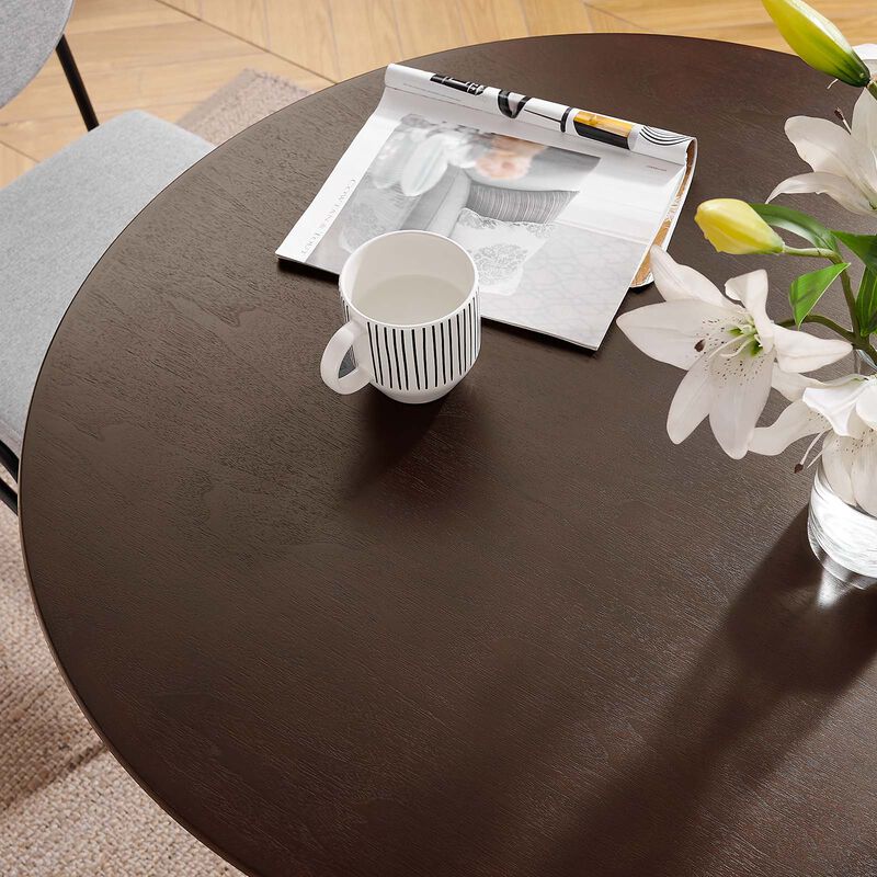 Modway - Lippa 36" Round Wood Grain Dining Table Black Natural image number 6