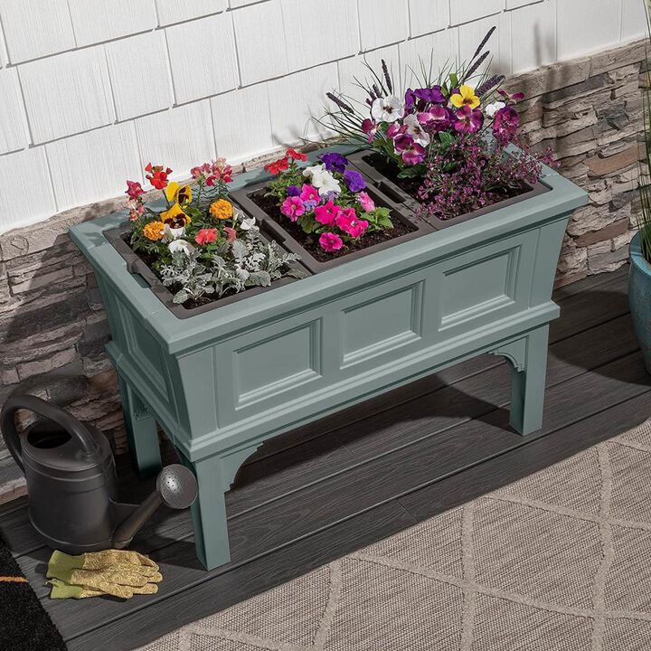 Hivvago Green Rectangular Raised Garden Bed Planter Box with 3 Removeable Trays