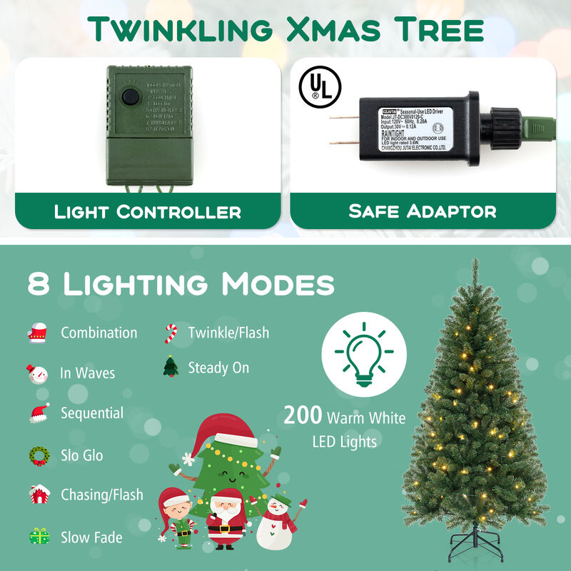 Artificial Christmas Tree with Branch Tips and  LED Lights
