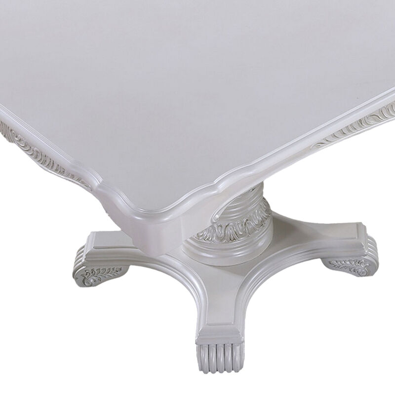 Zenie Dining Table, Extension Leaf, 77-95 Inch, Classic White Solid Wood image number 3