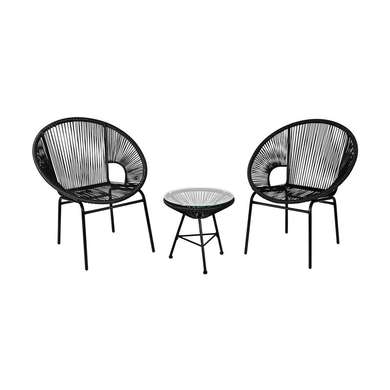 3 Pieces Patio Acapulco Furniture Bistro Set with Glass Table image number 0