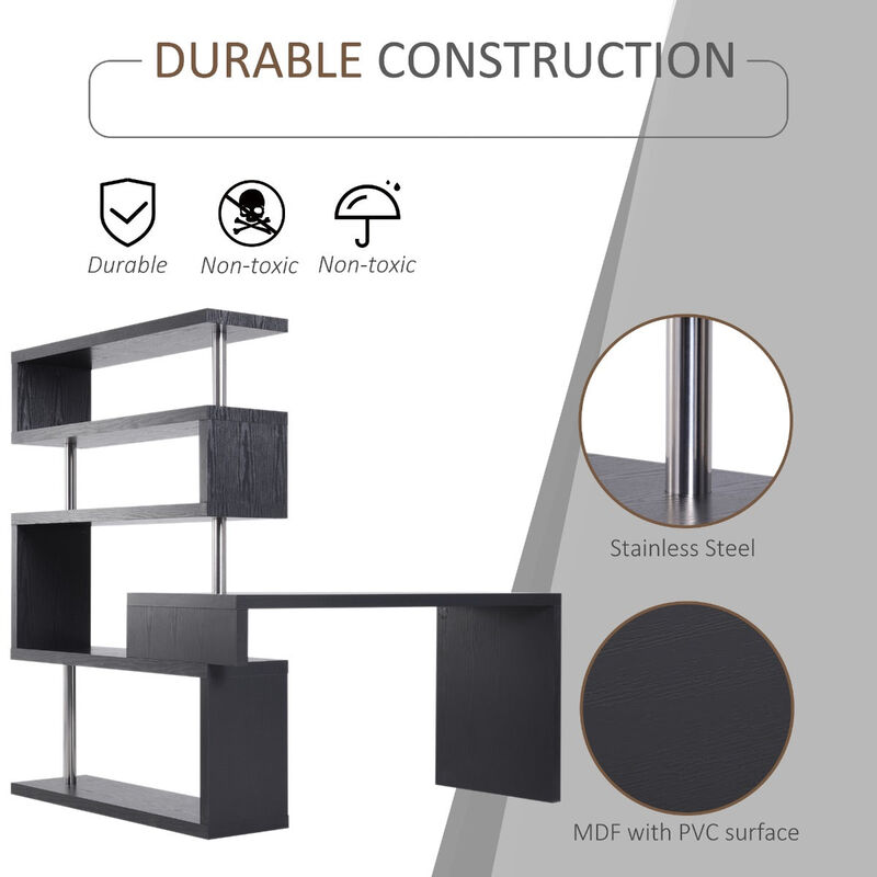 Multifunctional Workspace: 94" L-Shaped Rotating Desk with Display Shelves image number 4