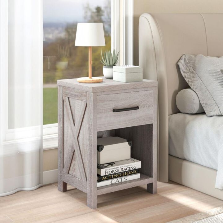 Hivvago Nightstand with Drawer and Shelf
