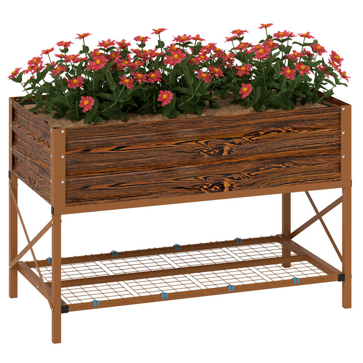 Hivvago Galvanized Garden Planter for Flowers and Herbs