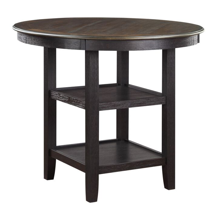 Brown and Black White Finish 1pc Counter Height Table with 2x Display Shelves Transitional Style Furniture