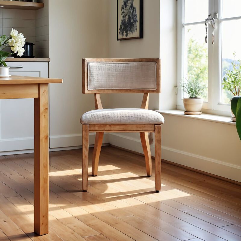 Starlight Canyon Home Set of 2 Beige Modern Dining Chairs with Rubberwood and Solid Wood Frame