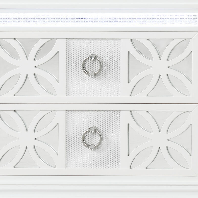 Abigale Nightstand with 2 Drawers, Patterned Fronts and Integrated LED Lighting image number 3