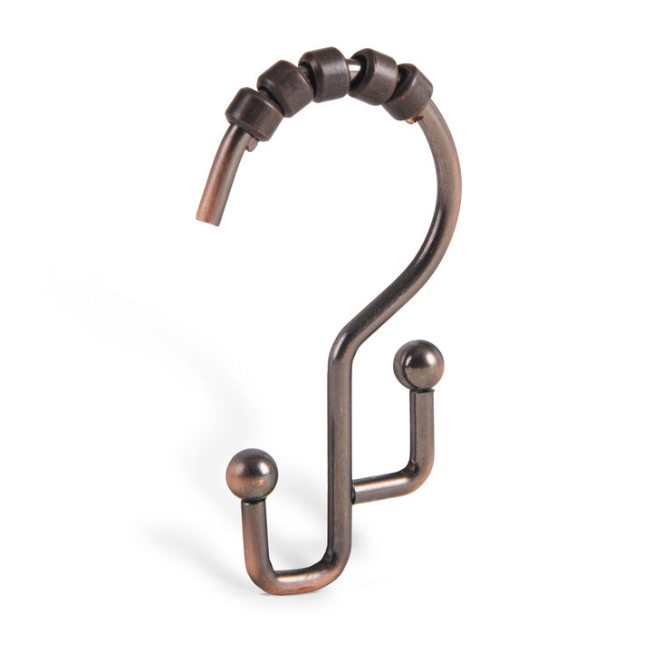 Utopia Alley Rust-Resistant Stepped Metal Double Shower Curtain Hooks, Easy Glide Metal Shower Hooks Hangers for Bathroom, Kitchen Utensils, Curtains, Clothing, Towels etc - Set of 12