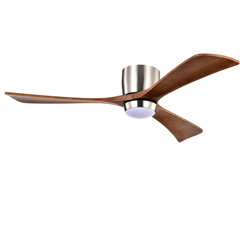 52" Ceiling Fan with LED Light &ndash; 3 Wood Blades, Remote, Quiet DC Motor, 6 Speeds