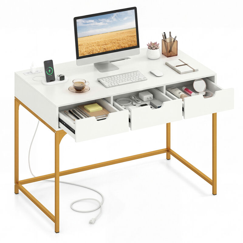 Home Office Desk with Power Outlets and Hidden Storage Compartment image number 4