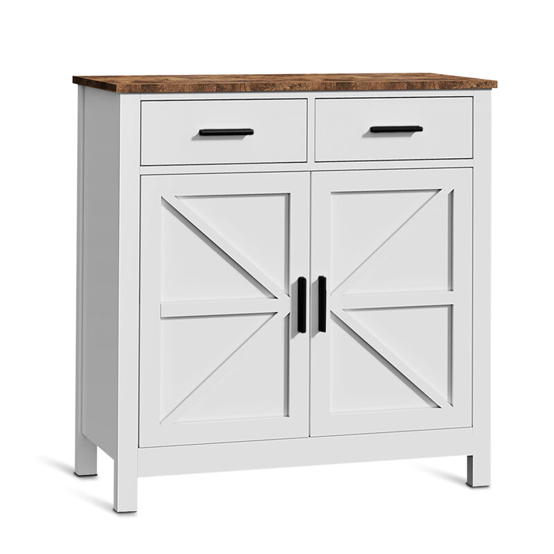 TATEUS Modern Farmhouse Buffet Cabinet - 2 Drawers 2 Doors Storage
