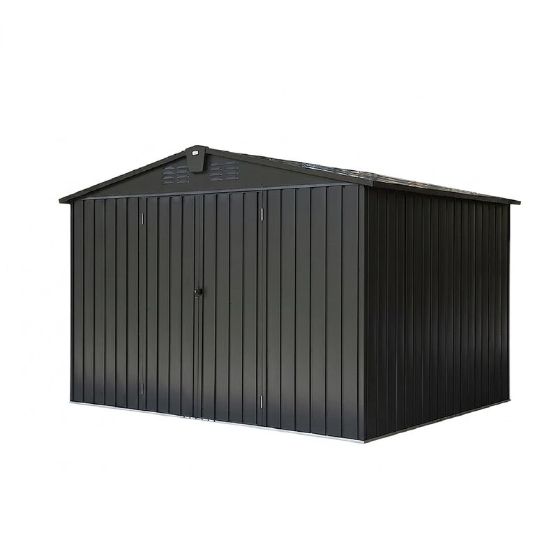 CLIHOME 10x8Ft Outdoor Metal Storage Shed,Patio Galvanized Steel Outdoor Storage Cabinet with Lock image number 0