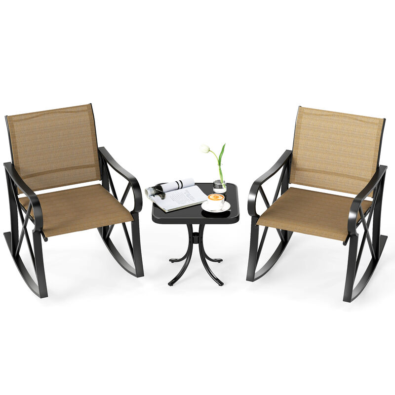 3-Piece Patio Rocker Set &ndash; Outdoor Rocking Chairs with Smooth Motion & Table