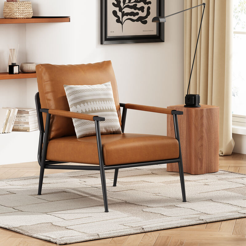 Merax Mid-Century Modern Faux Leather Accent Chair