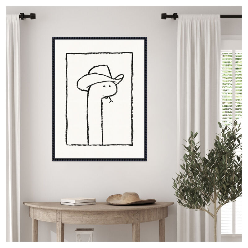 Squiggles the Snake In a Stetson by Anyone Can Yeehaw Framed Canvas Wall Art image number 1