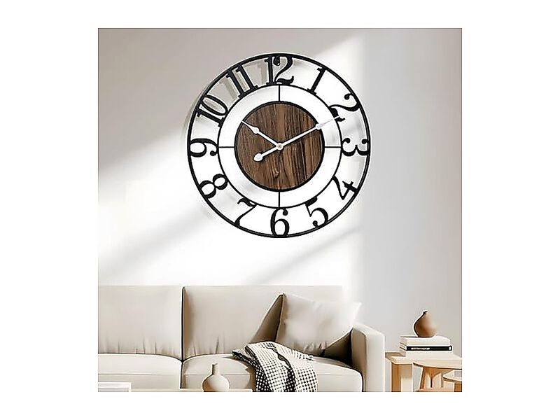 Large Metal Wall Clock 24 Inch Retro Decor Silent Non Ticking Battery Operated image number 2