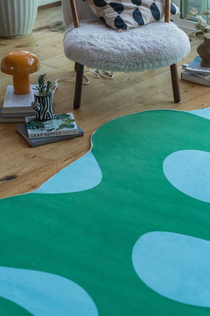 Lany Space Area Rug, Washable Rugs Non-Slip, Irregular Moss Design Rug for Living Room image number 5