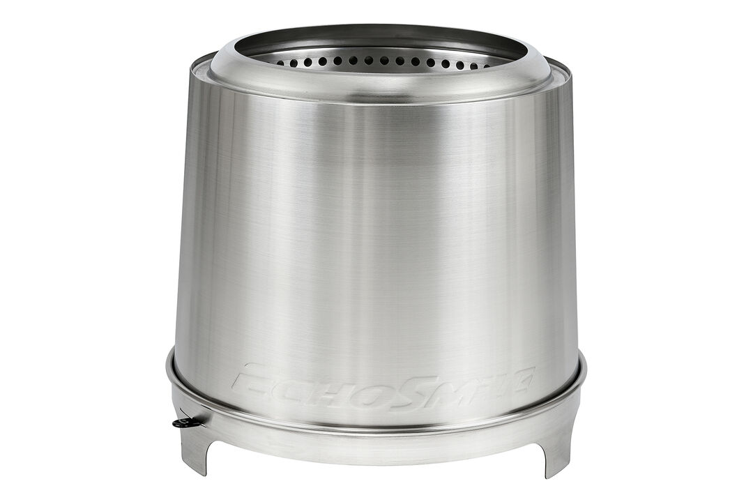 EchoSmile 5.9 in. Brushed Silver Stainless Steel Wood Outdoor Portable Tabletop Fire Pit