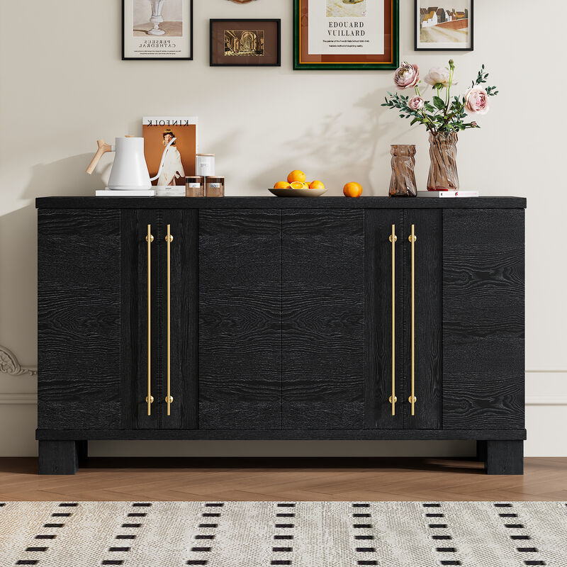Whisen Classic Style Wood Sideboard Buffet Cabinet with Adjustable Shelves and Gold Handles - Antique Navy