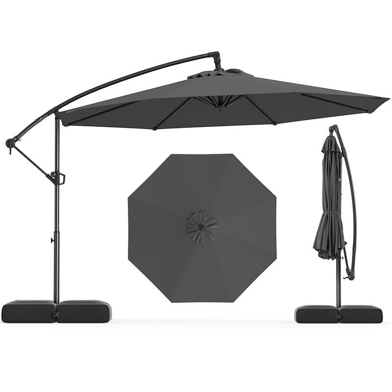 Offset Hanging Patio Umbrella with Base &ndash; Tilt Function Cantilever Design