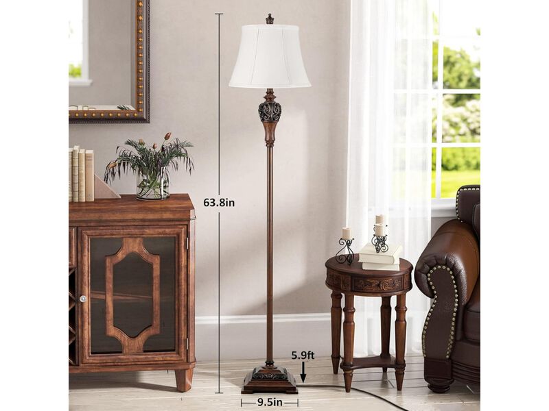 Vintage Farmhouse Floor Lamp with White Shade for Living Room Bedroom image number 2