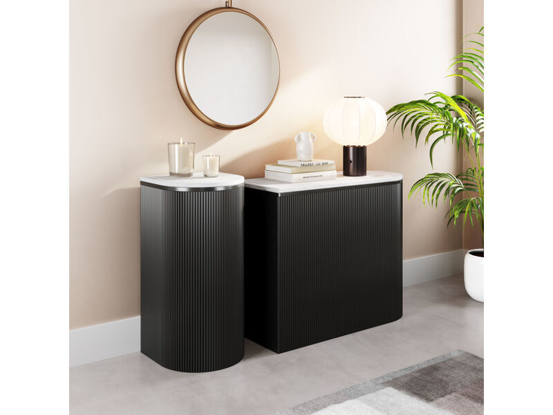 Ormara Console Table Set (2-Piece) White & Black