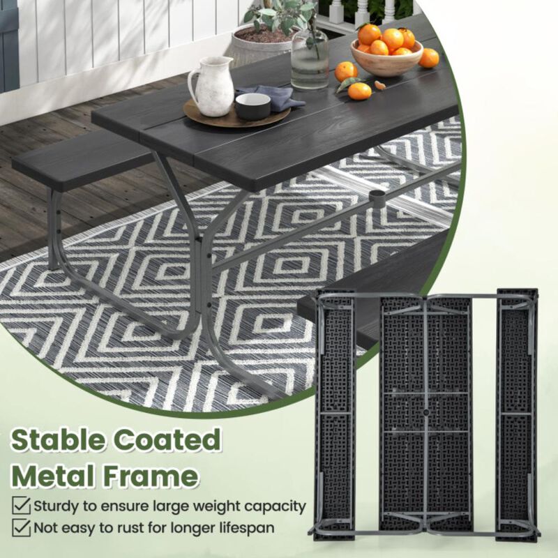 Hivvago Picnic Table Bench Set with HDPE Tabletop for 8 Person