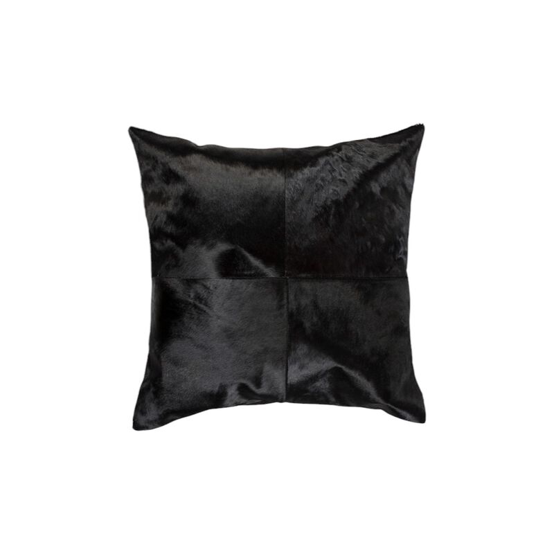 HomeRoots Set of Two 18" Black Cowhide Throw Pillows image number 2
