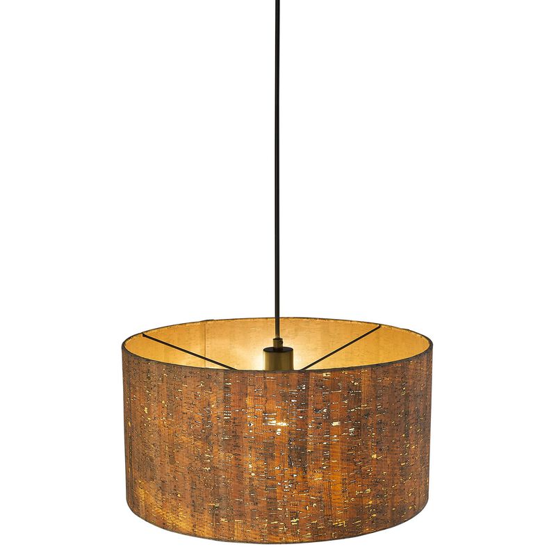 Hivvago Matte Black Cork Shade Modern One Light Hanging Pendent Lamp