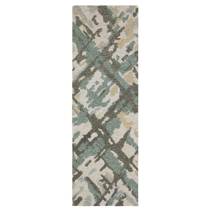 HomeRoots Wool Abstract Hand Tufted Runner Rug