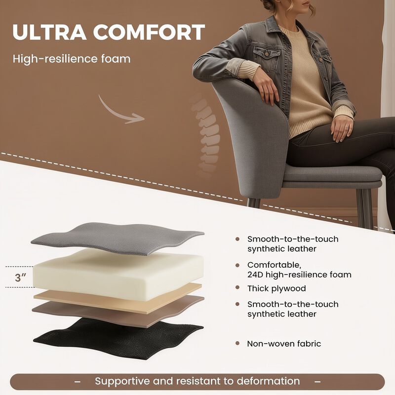 Modern PU Leather Dining Chair Set of 4 image number 4