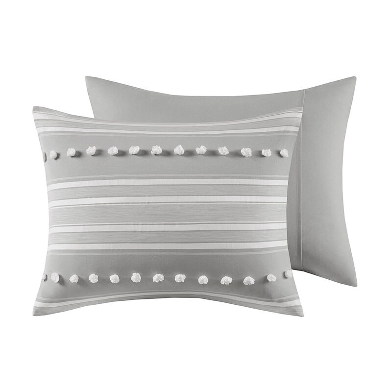 Gracie Mills Dorian Contemporary Striped Clipped Jacquard Comforter Set