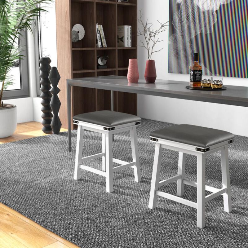 Hivvago Set of 2 24/30 Inch Dining Bar Stool with Acacia Wood Frame