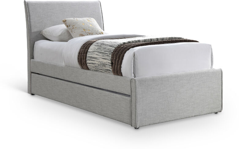 Meridian Furniture Myles Grey Linen Textured Fabric Twin Trundle Bed