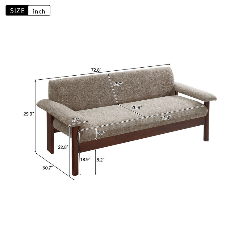 Merax Minimalist Berber Fleece 2-Seater Loveseat with Plush Arm Pillows & Full Rubberwood Frame image number 3