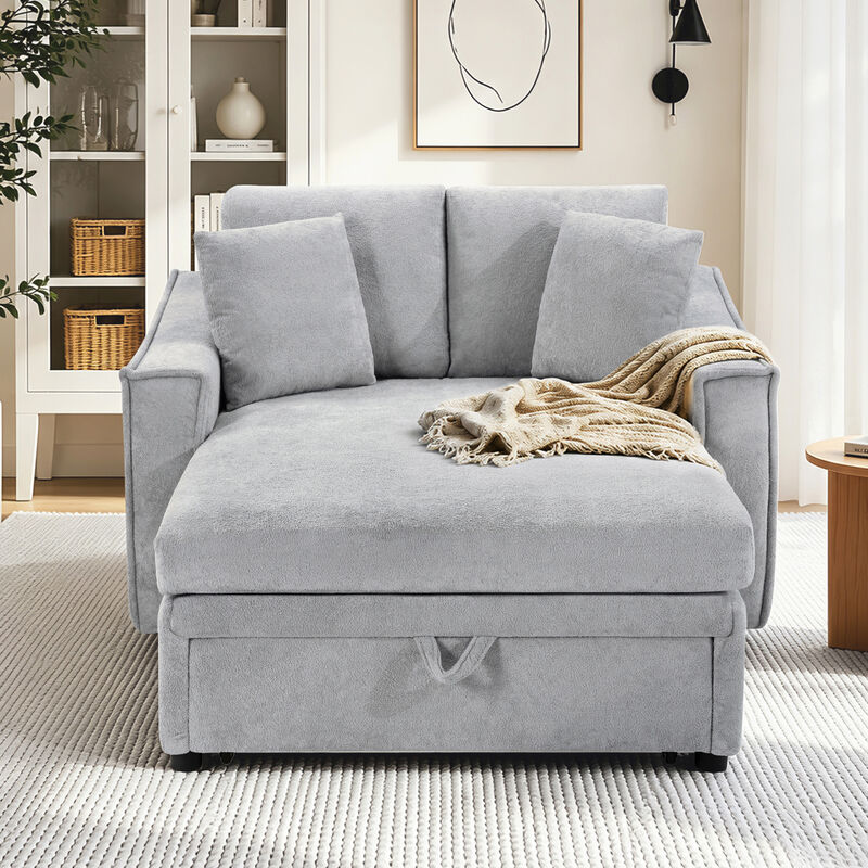 Merax Velvet Oversized Chaise Sofa with Curved Stitched Armrest image number 2