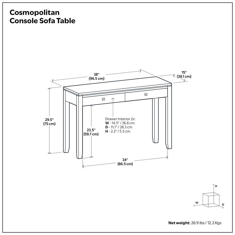 Cosmopolitan SOLID WOOD 38 inch Wide Contemporary Console Sofa Table in Mahogany Brown