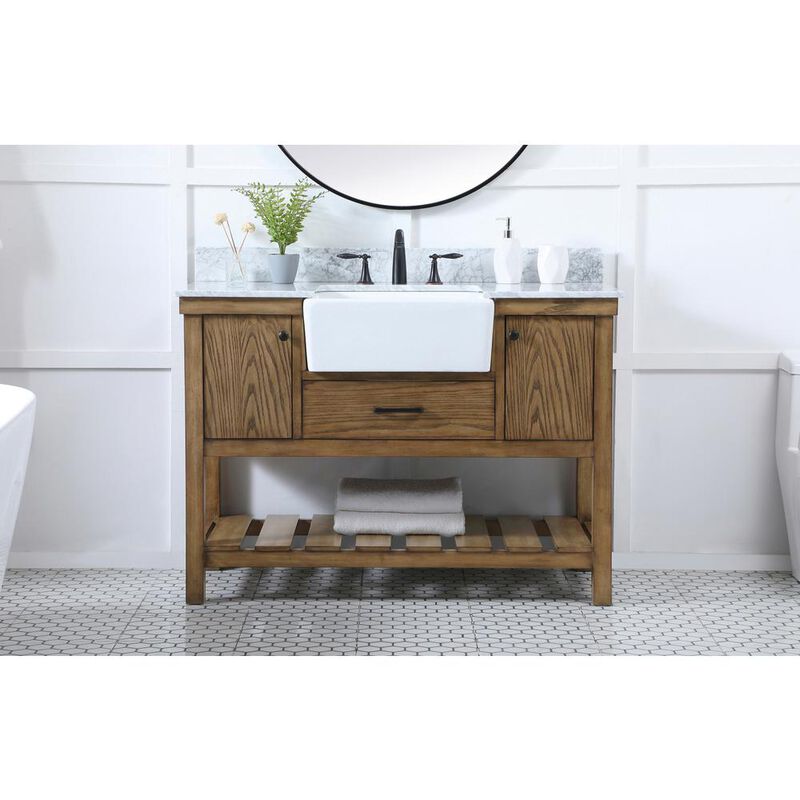 Elegant Kitchen and Bath 48 inch Single bathroom vanity in driftwood with backsplash