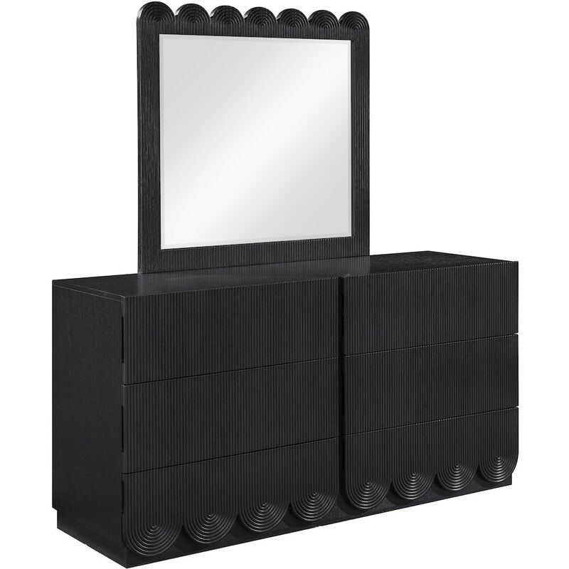 Meridian Furniture Scallop Black Mirror