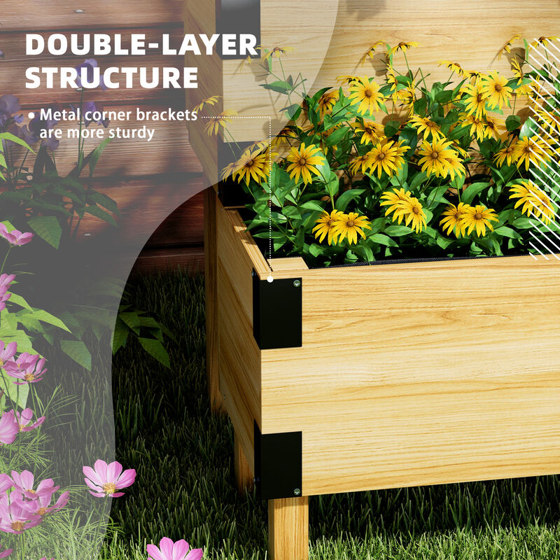 Hivvago 2-Tier Wooden Raised Garden Bed with Trellis image number 4
