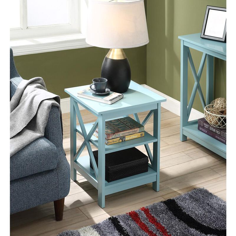 Convience Concept, Inc. Oxford End Table with Shelves Sea Foam Blue