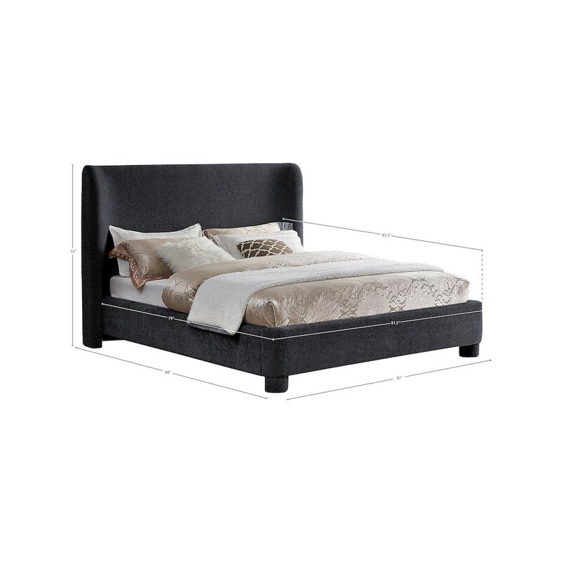 Meridian Furniture Penny Black Chenille Fabric King Bed