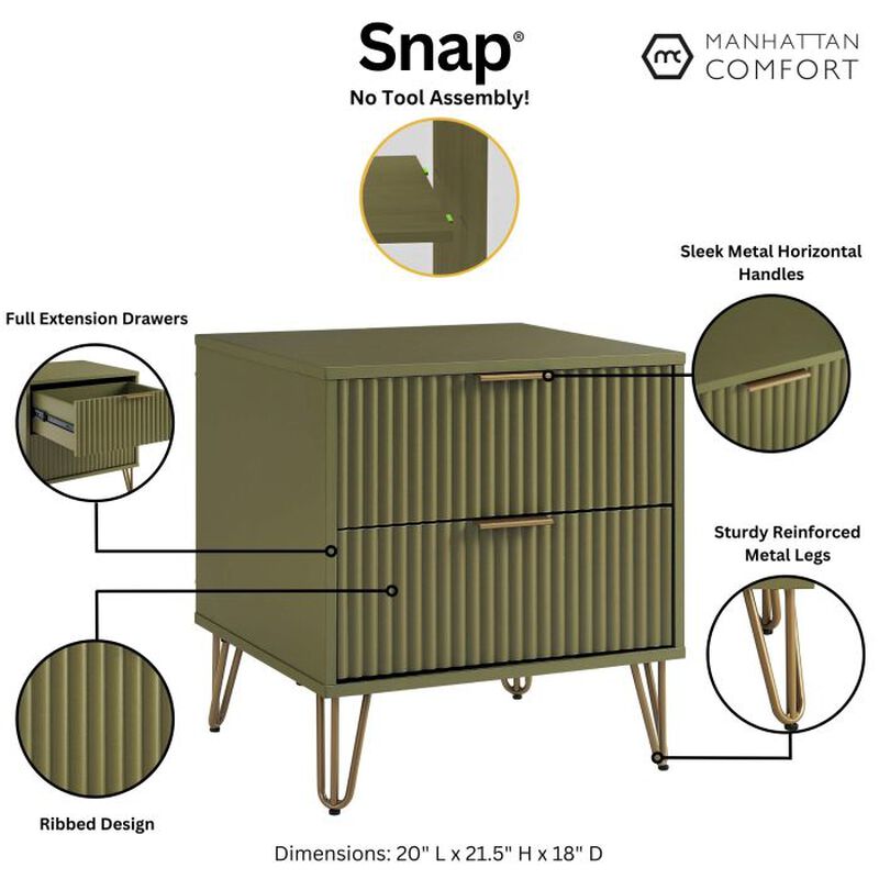 Dumbo 2-Drawer Nightstands in Green (Set of 2)