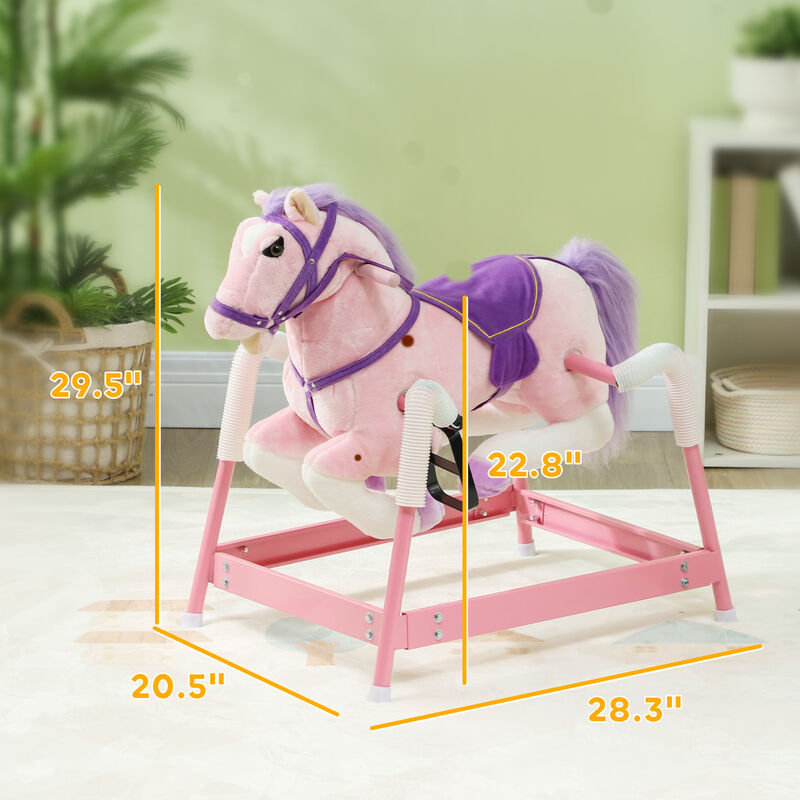 BreeBe Kids Plush Rocking Horse Ride-On with Sound Effects image number 2