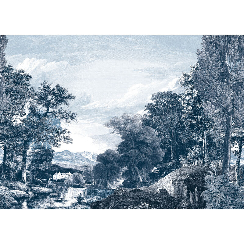 Provincial Scenic Navy Wall Mural (Set of 2) image number 0