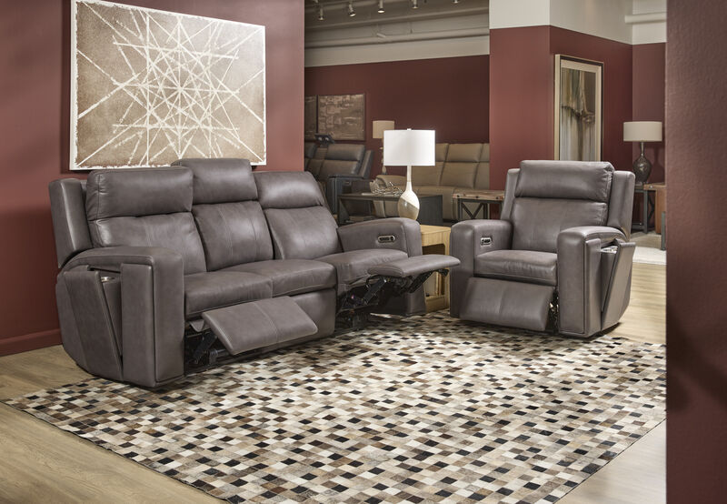 Wyatt Gunmetal Power Reclining Sofa