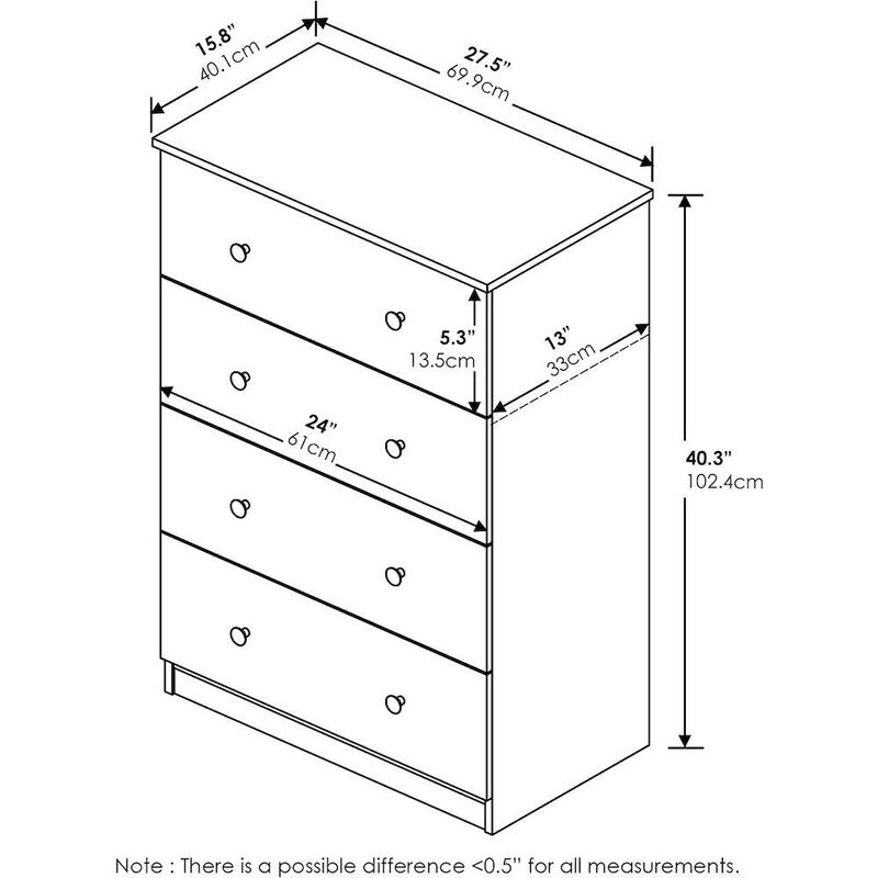 Furinno Tidur Simple Design 4-Drawer Dresser, Americano